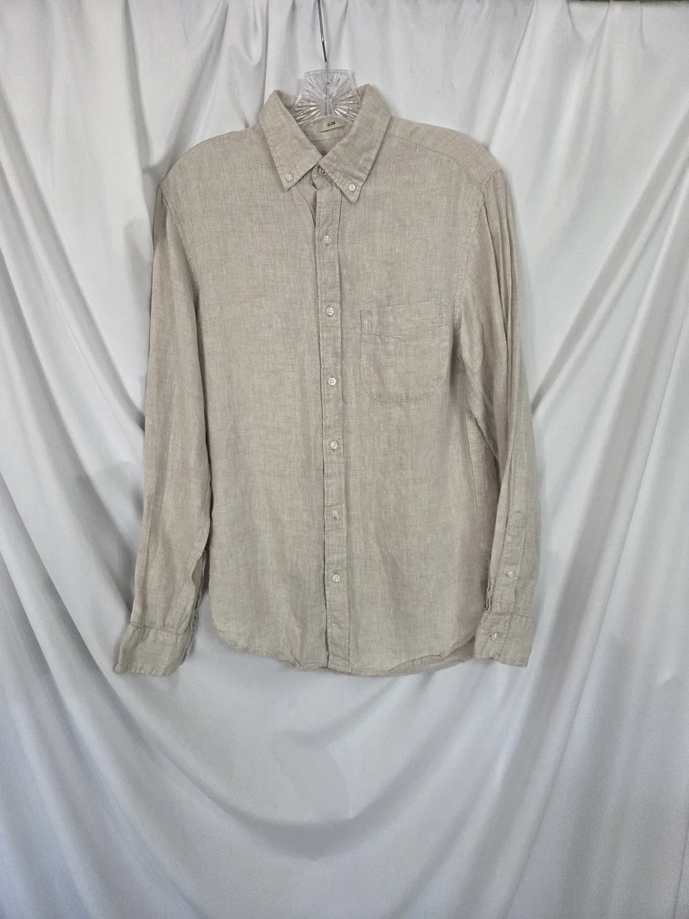 J. Crew Irish 100% Linen Button-Down Slim Fit Shirt in Light Cream Size S
